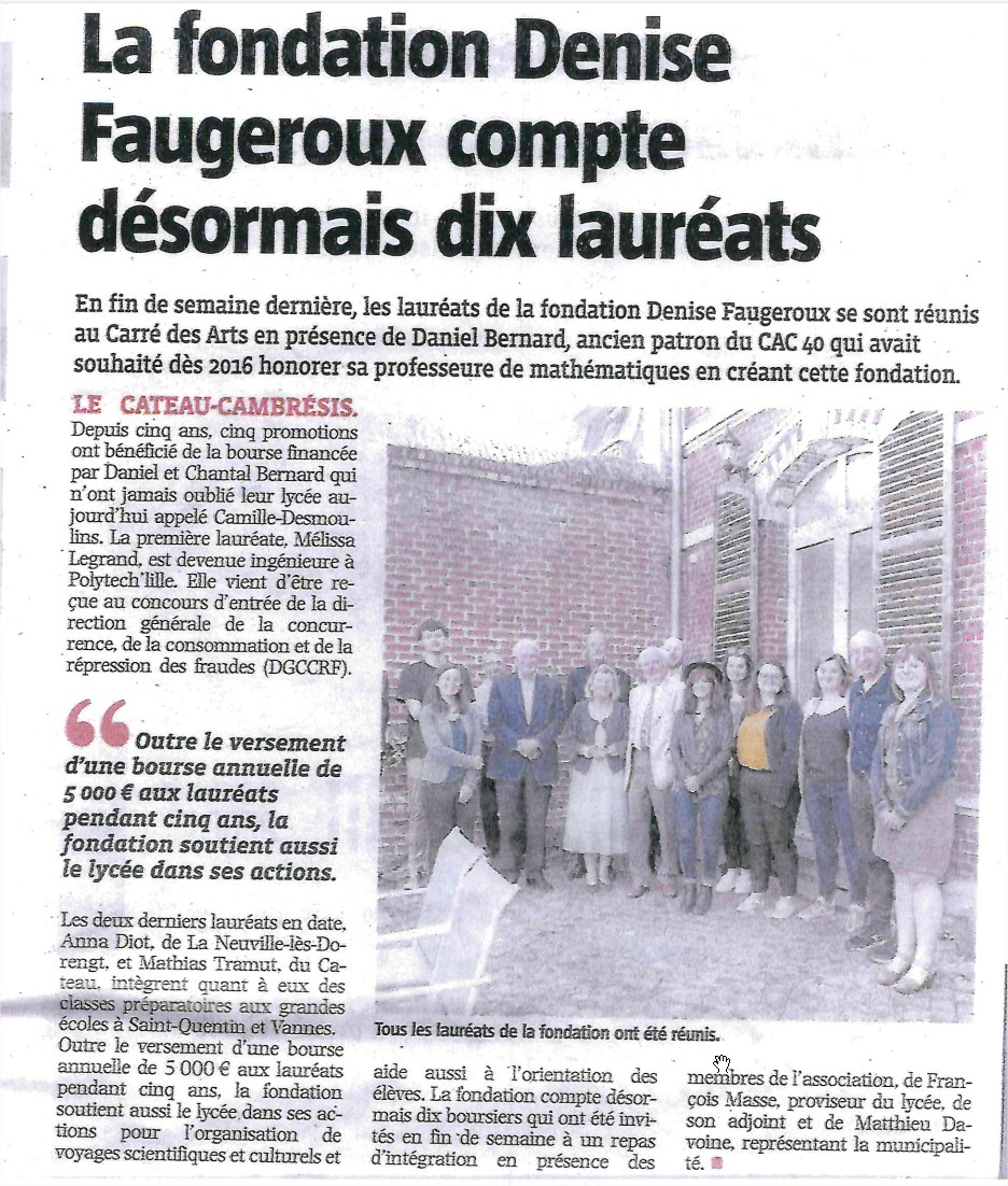 Article VDN Fondation Denise Faugeroux