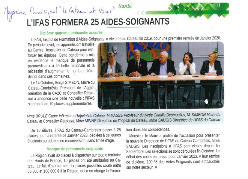 L'IFAS formera 25 aides-soignants